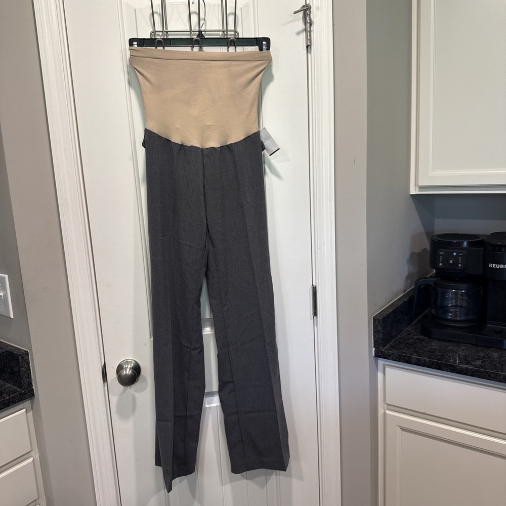 Motherhood Maternity Women's Pants Grey Slacks Dress Pants Size L Straight Leg